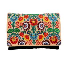 Floral Beaded Cotton Small Sling Bag For Women 