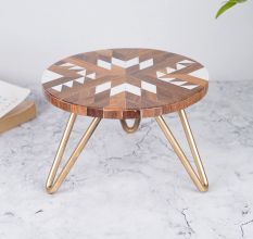 Brown and White Handcrafted Cake Stand for Dessert or Fruit