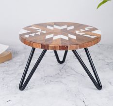 Brown and White Handcrafted Cake Stand for Dessert or Fruit