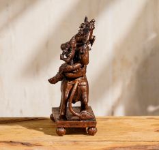 Copper Lord Shiva with Nandi Vahana and Parvati Statue for DÃ©cor