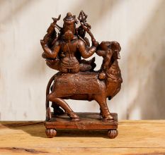 Copper Lord Shiva with Nandi Vahana and Parvati Statue for DÃ©cor