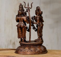 Handcrafted Lord Shiva and Goddess Parvati Copper Statue
