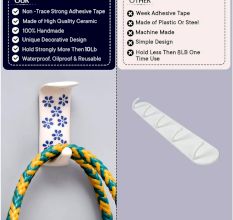 White Ceramic Blue Floral Adhesive Wall Hook