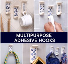 Handcrafted White Ceramic Adhesive Hook