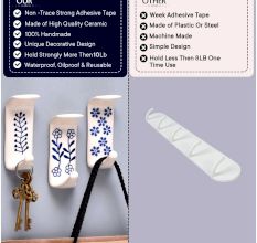 Handcrafted White Ceramic Adhesive Hook