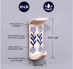 Handcrafted White Ceramic Adhesive Hook