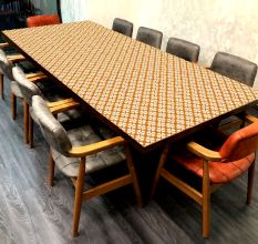 Handmade Light Coloured Wood and Resin Table Top