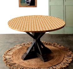 Handmade Light Coloured Wood and Resin Table Top