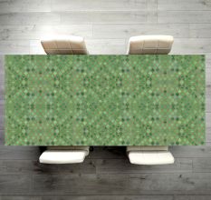 Wood and Resin Table Top Engraved with Green Pattern
