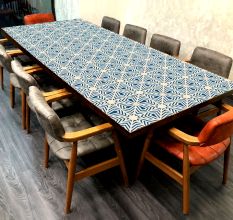 Beautiful Blue Flowers Engraved Table Top