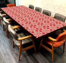 Wood and Resin Table Top in Red & White Colour