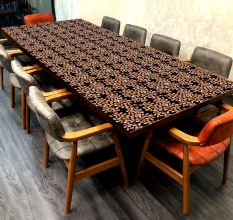 Leaf Engraving Table Top with Black Background