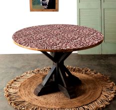 Brown Coloured Floral Pattern Table Top