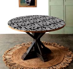 Beautiful Engraved Wood and Resin Table Top in Dark Finish