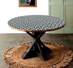 Dark Finish Wood and Resin Table Top for Dining Table