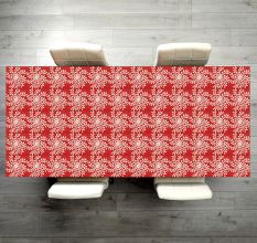 Beautiful Red Floral & Leaf Patterned Table Top