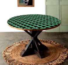 Adorning Wood and Resin Table Top in Dark Finish