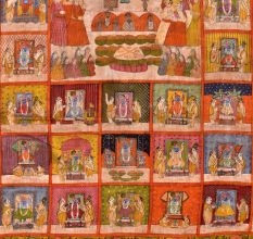 Lovely Pichwai Painting of Hindu God Temple