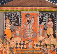 Hindu God and Devotee Pichwai Painting for Prayer Room