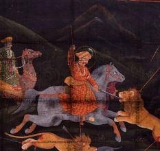 Hunting Scenery Pichwai Painting for Home Decoration