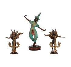 Brass Goddess Burmese Statue for Decor Set of 3