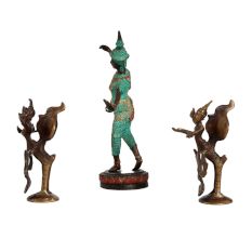 Brass Goddess Burmese Statue for Decor Set of 3