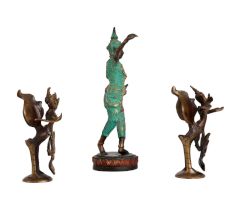 Brass Goddess Burmese Statue for Decor Set of 3