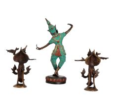 Brass Goddess Burmese Statue for Decor Set of 3