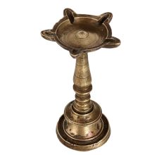 Vintage Brass Oil Lamp with 5 Jyots