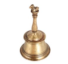 Brass Bell Carved with Lord Nandi on Handle