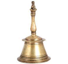 Brass Bell Carved with Lord Nandi on Handle