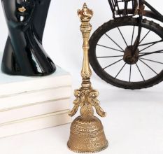 Brass Bell Carved with Lord Ganesha on Handle