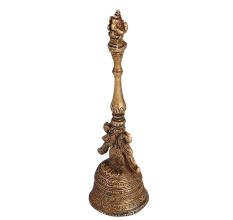 Brass Bell Carved with Lord Ganesha on Handle