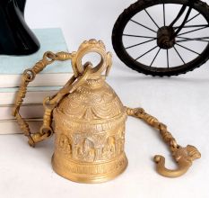 Traditional Temple Bell Carved with God Figures