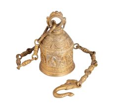 Traditional Temple Bell Carved with God Figures