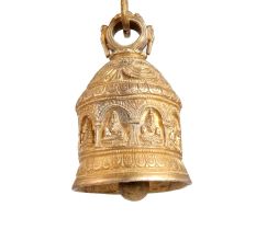 Traditional Temple Bell Carved with God Figures