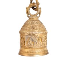 Traditional Temple Bell Carved with God Figures