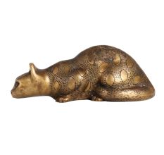 Brass Statue of Cat in Offensive Position