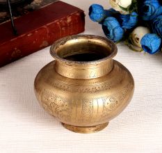 Engraved Brass Holy Water Pot for Decoration
