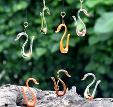 Glass Multicolor Duck Christmas Tree Decoration Ornaments Set of 8 Pcs