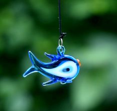 Assotrted Multicolor Glass Fish Christmas Tree Decorations Ornament Set of 10 Pcs