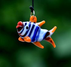 Assotrted Multicolor Glass Fish Christmas Tree Decorations Ornament Set of 10 Pcs