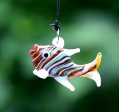 Assotrted Multicolor Glass Fish Christmas Tree Decorations Ornament Set of 10 Pcs