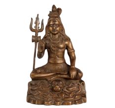 Brass Seated Lord Shiva Statue for Decor