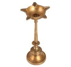 Traditional Brass Oil Lamp with 5 Jyots