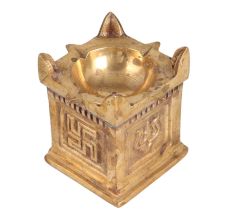 Cube Shaped Brass Oil Lamp for Decor