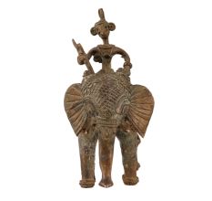 Brass Elephant with Mahout Statue for Decor