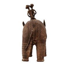 Handmade Brass Pig Statue with Two Riders