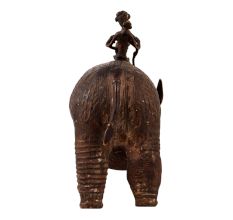 Brass Hippopotamus Statue with Riders