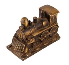 Metal Train Engine Statue in English Art